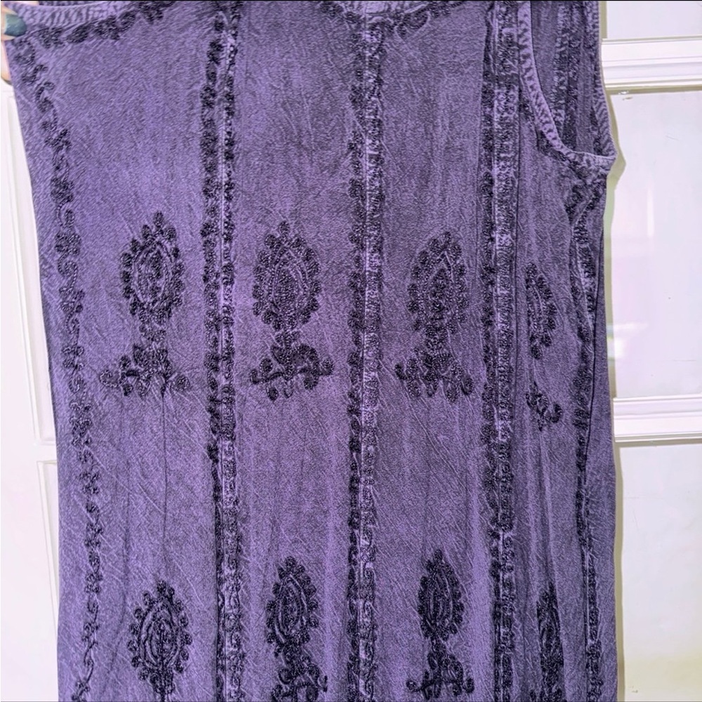 Vintage purple burnout embroidered flounce dress - Picture 3 of 6